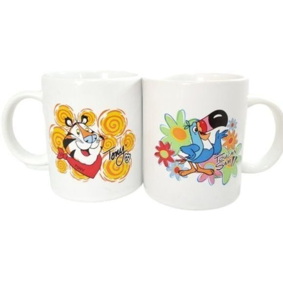Vintage Kellogg CERAMIC Mug Cup Cereal Characters Tony the Tiger Toucan Sam 14oz - Picture 1 of 10